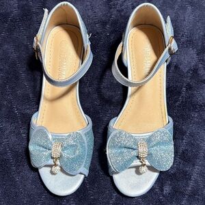 Adamumu Little Girls Glitter Bow Dress high heel shoes